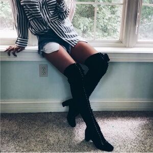 Jeffrey Campbell Wilshire 2 Thigh High Lace Up Boots